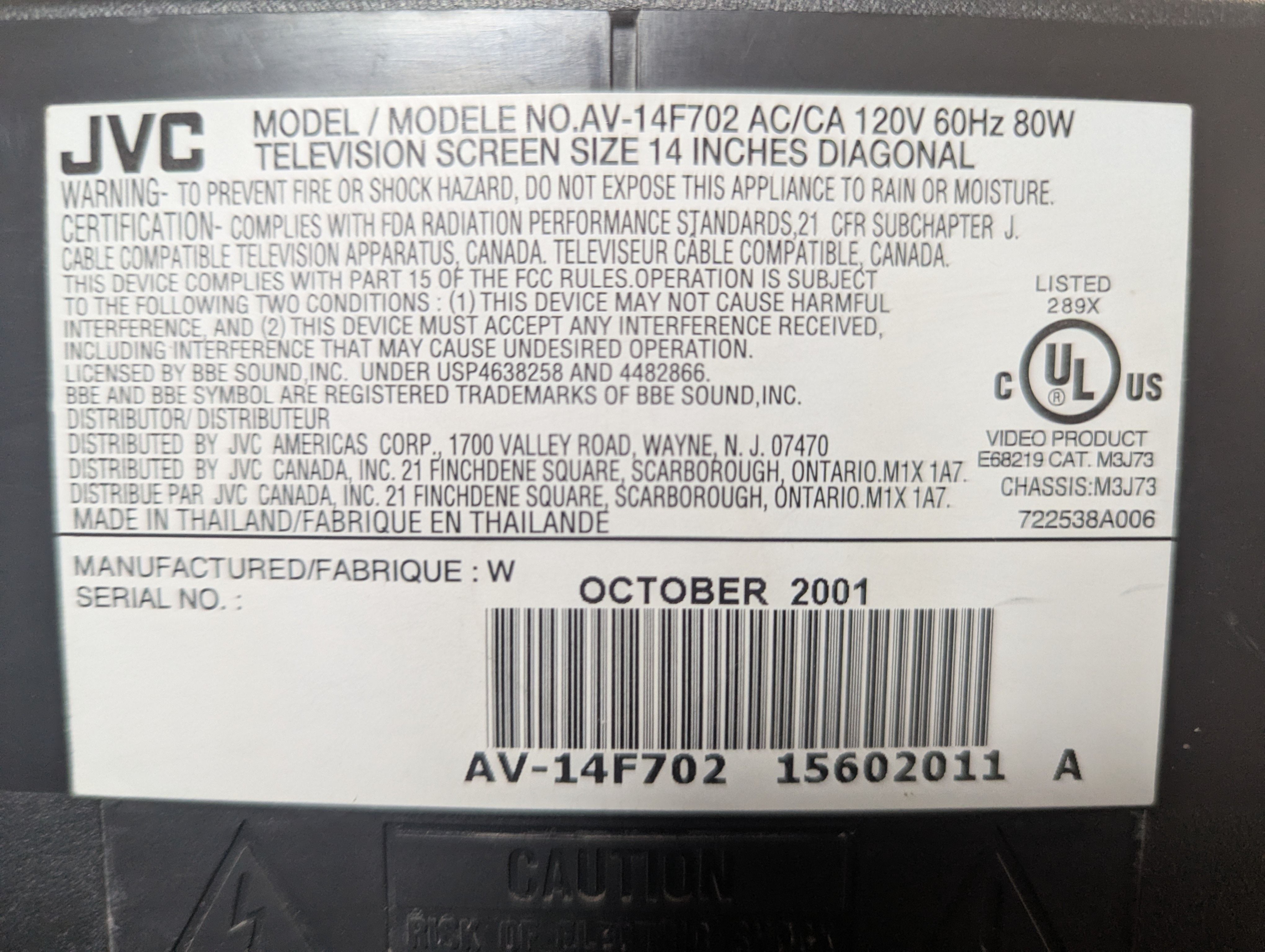 JVC AV-14F702