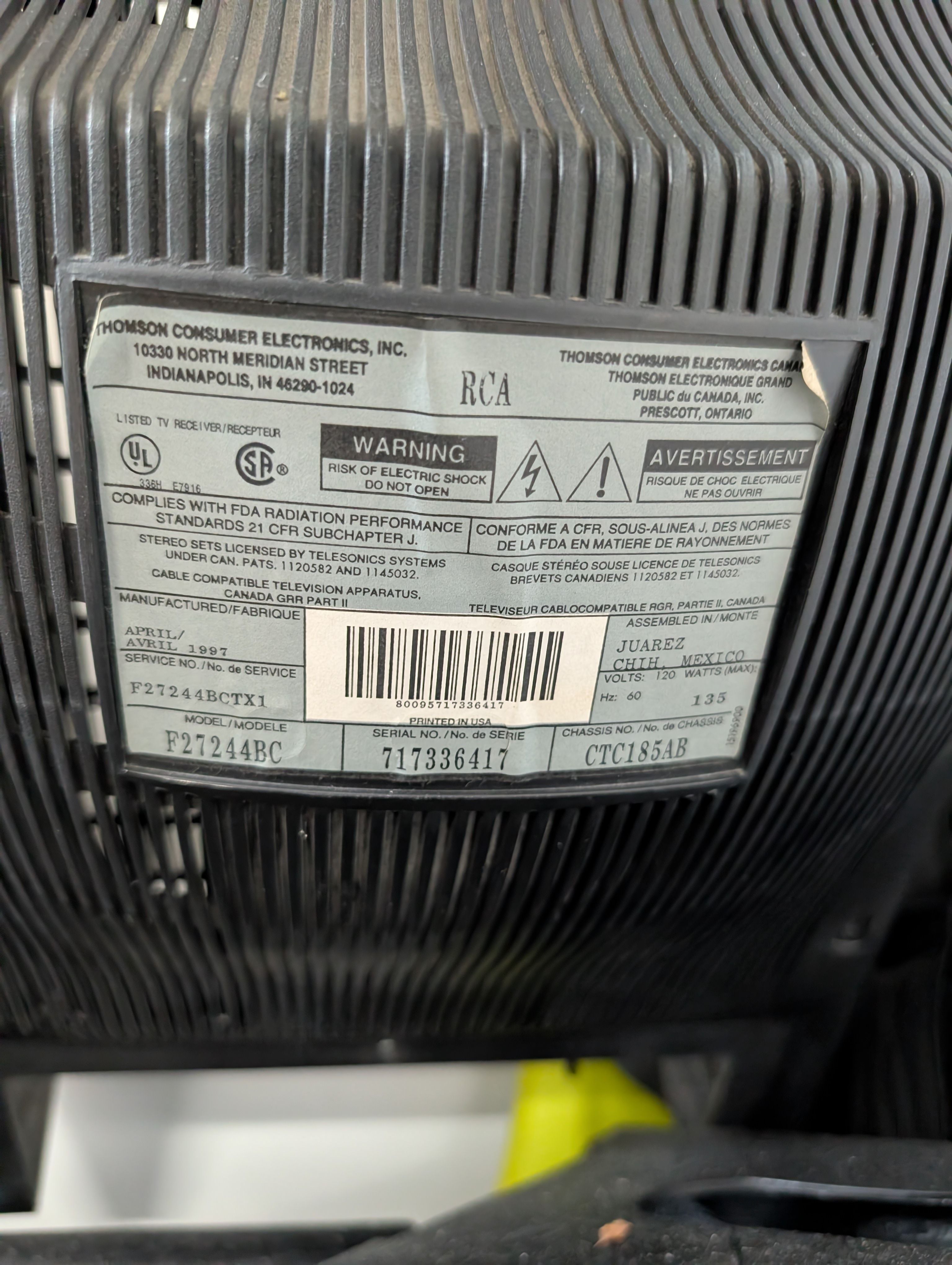 RCA F27244BCTX2