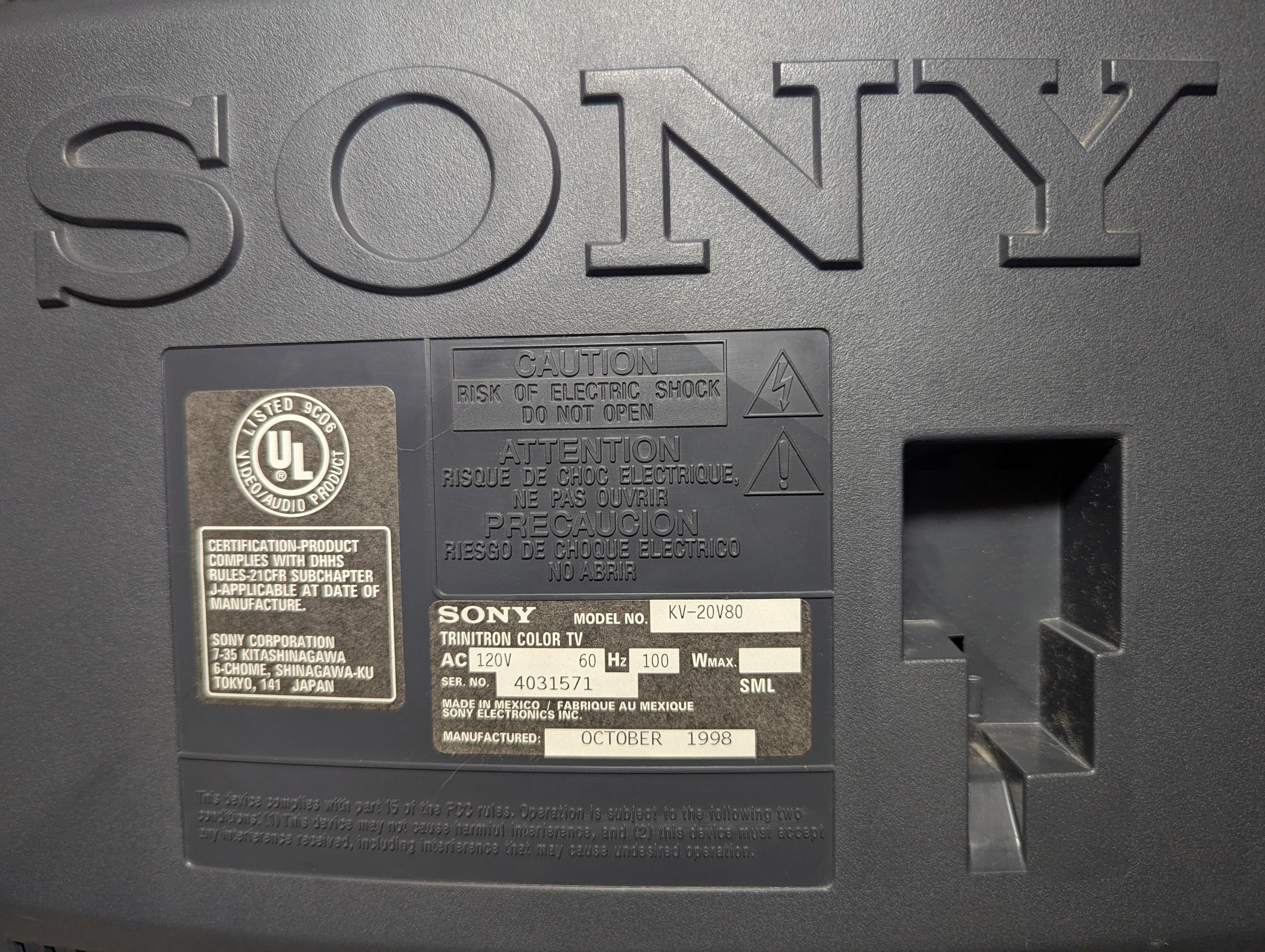 Sony KV-20V80