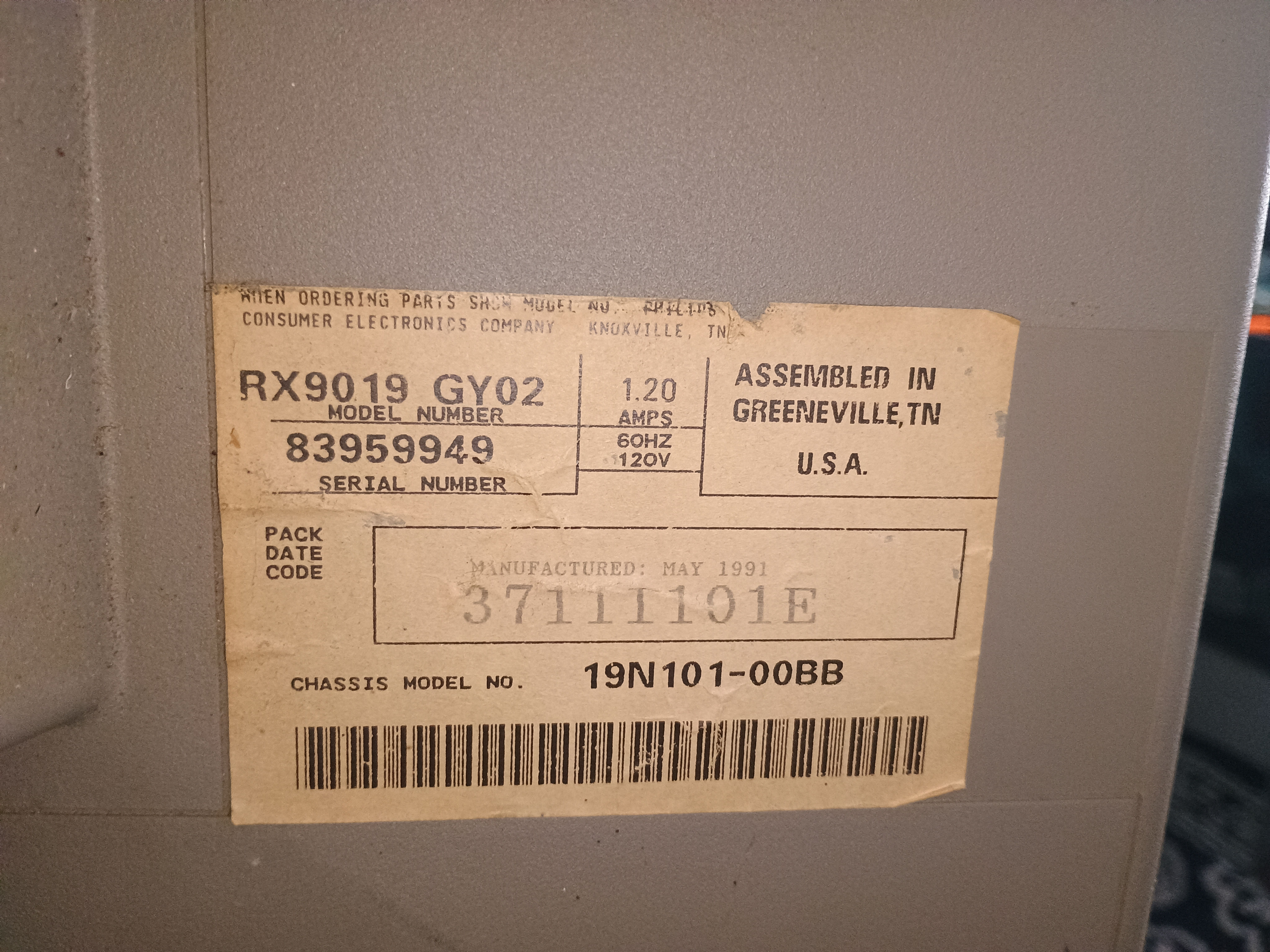 Magnavox RX9019 GY02