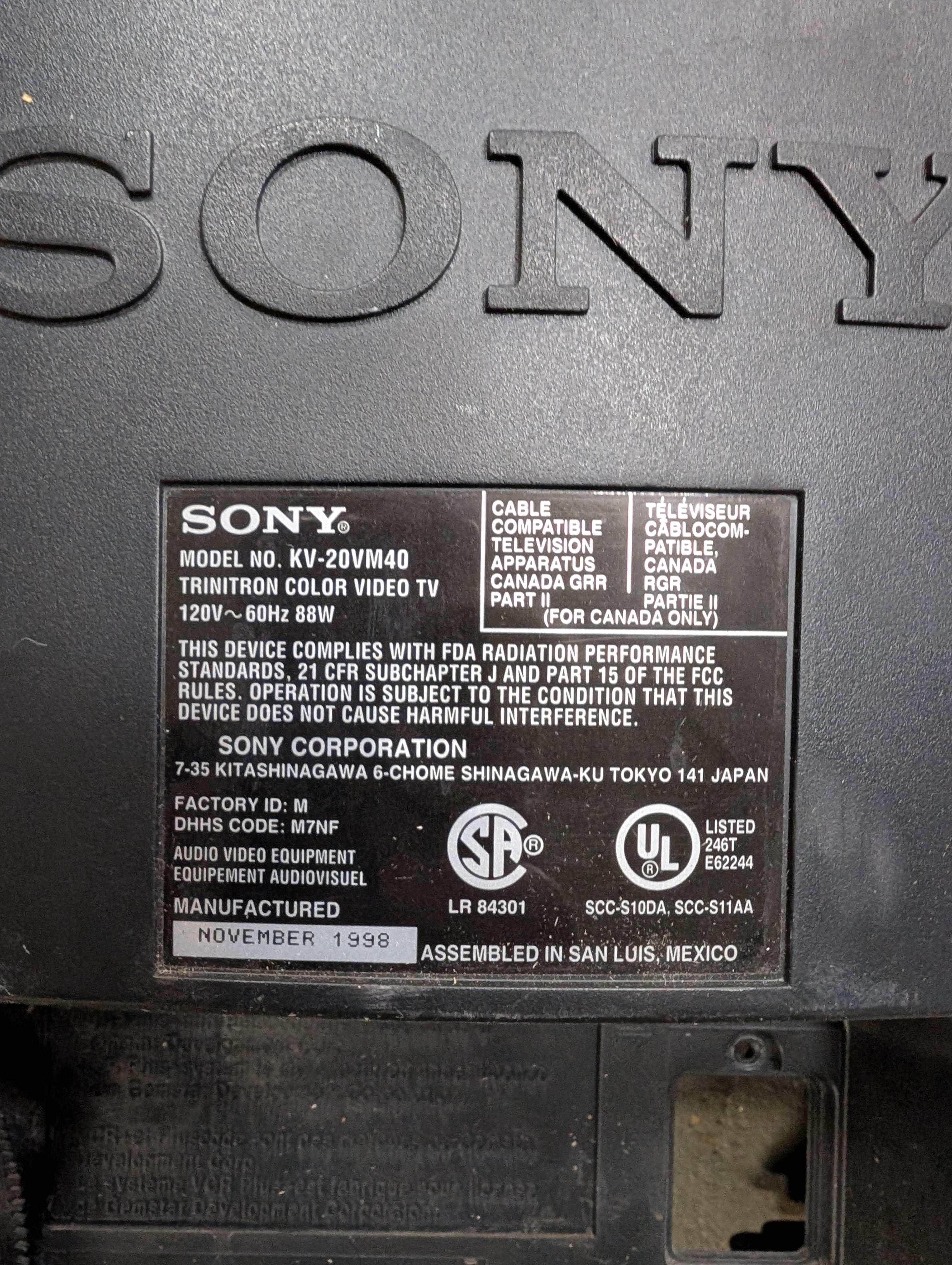 Sony KV-20VM40