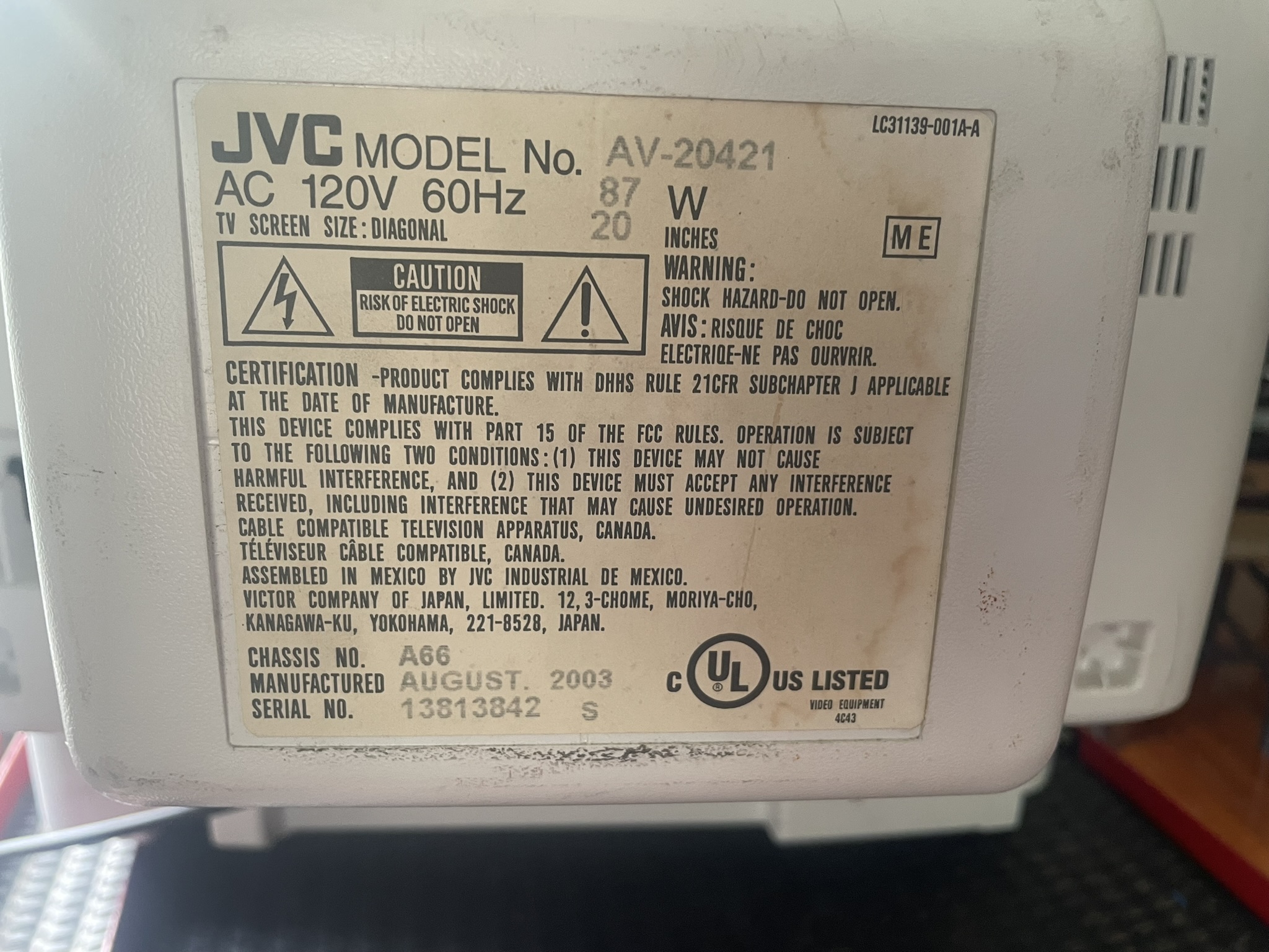 JVC AV-20421