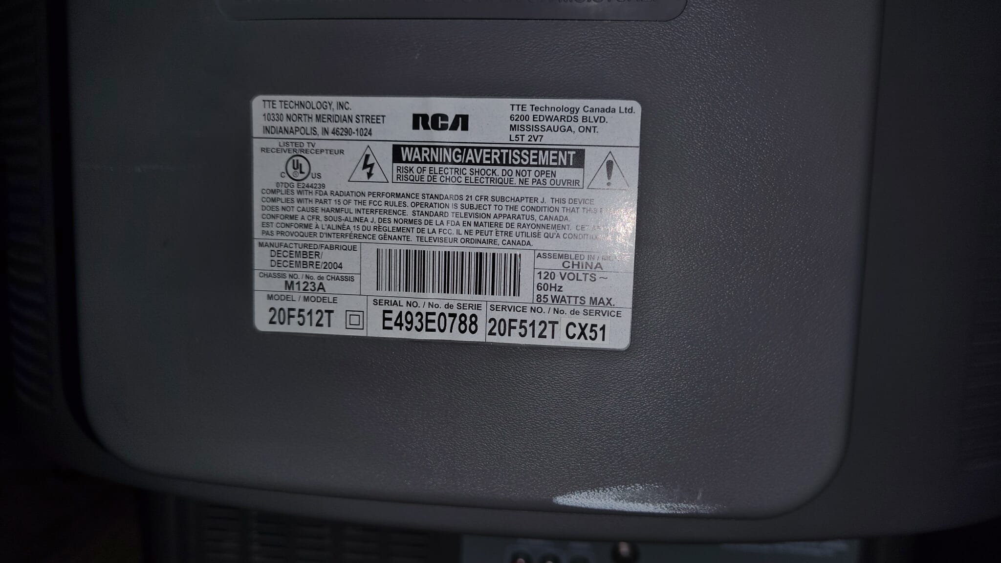 RCA 20F512T