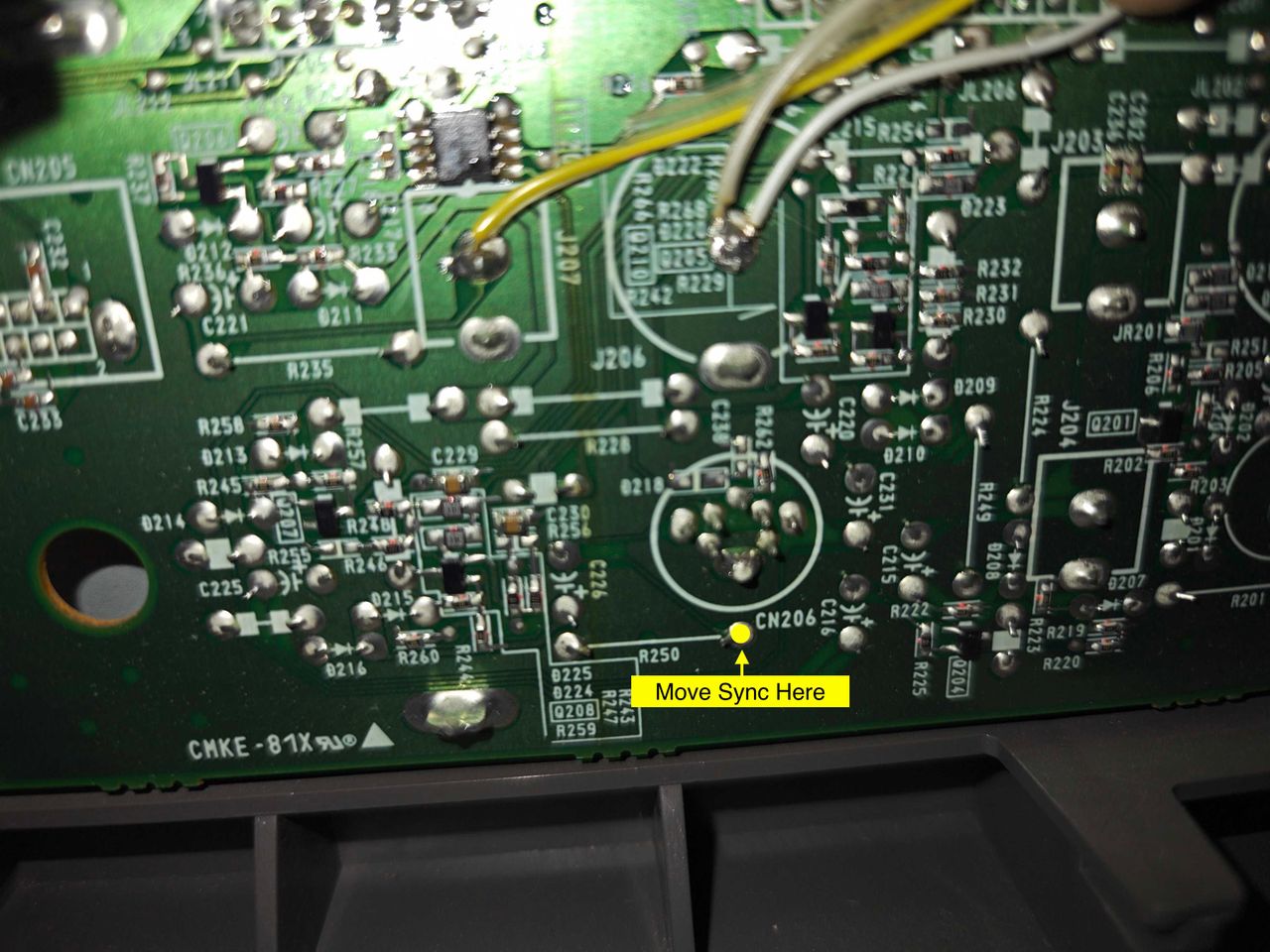 PVM-20L1 - After going through the mod with sunthar, identifed the correct place to move the sync.