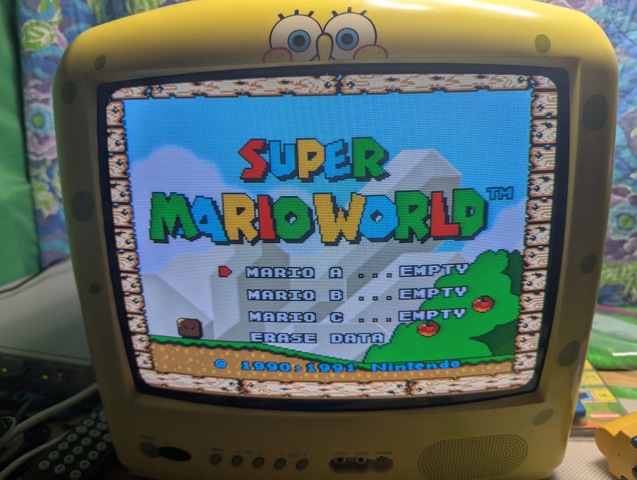 SB315 - RGB image of Super Mario World title screen.