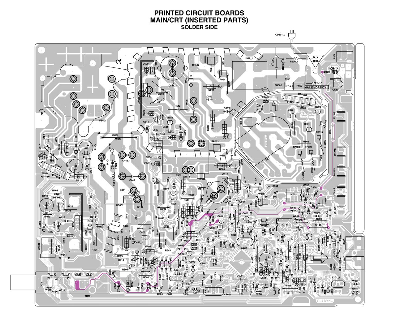 13A21 - 5V rail is marked in purple