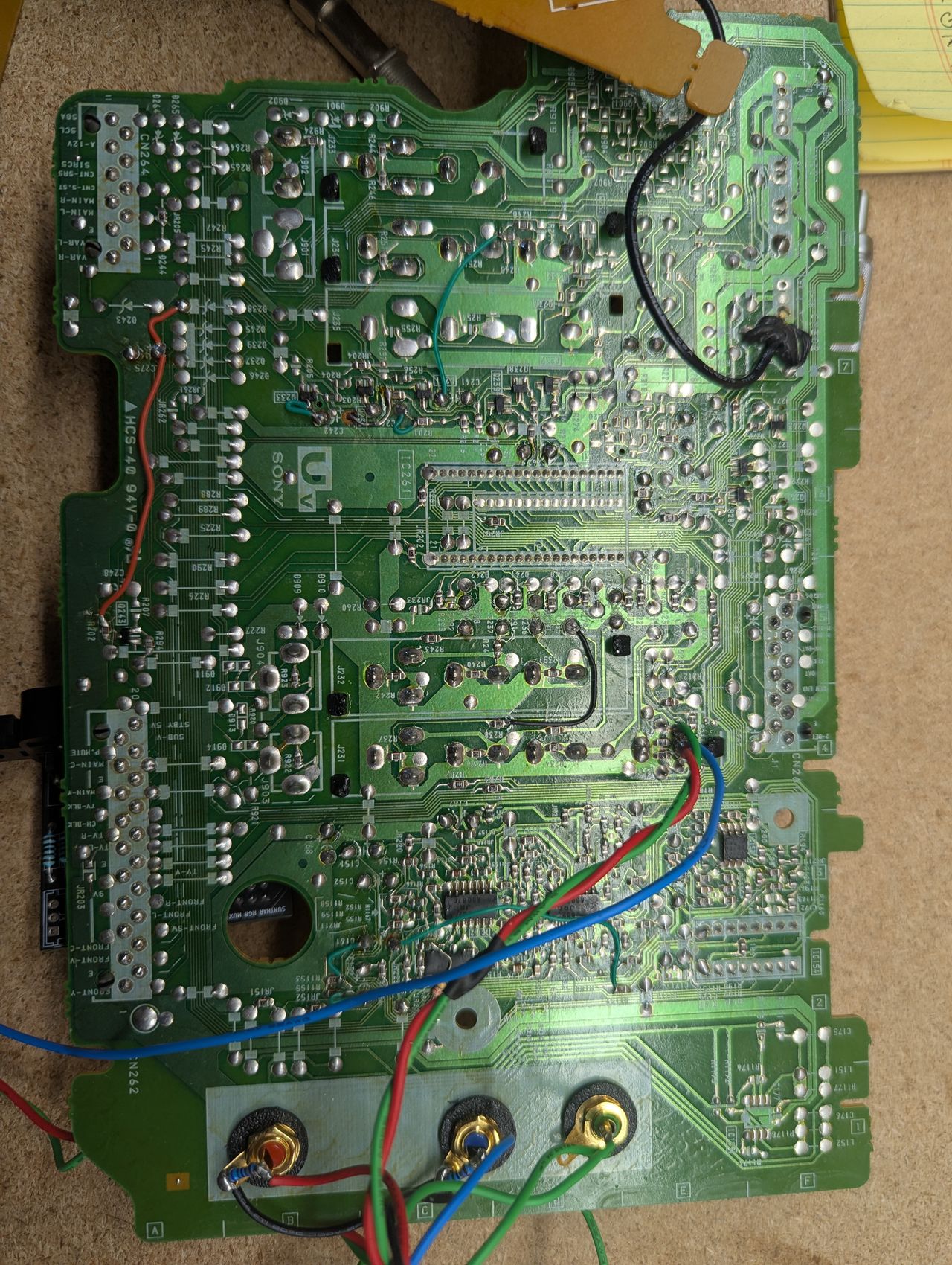 KV-32V35 - Another view of the daughterboard. I had to repair some traces. I recapped the boards before modding and had tr...