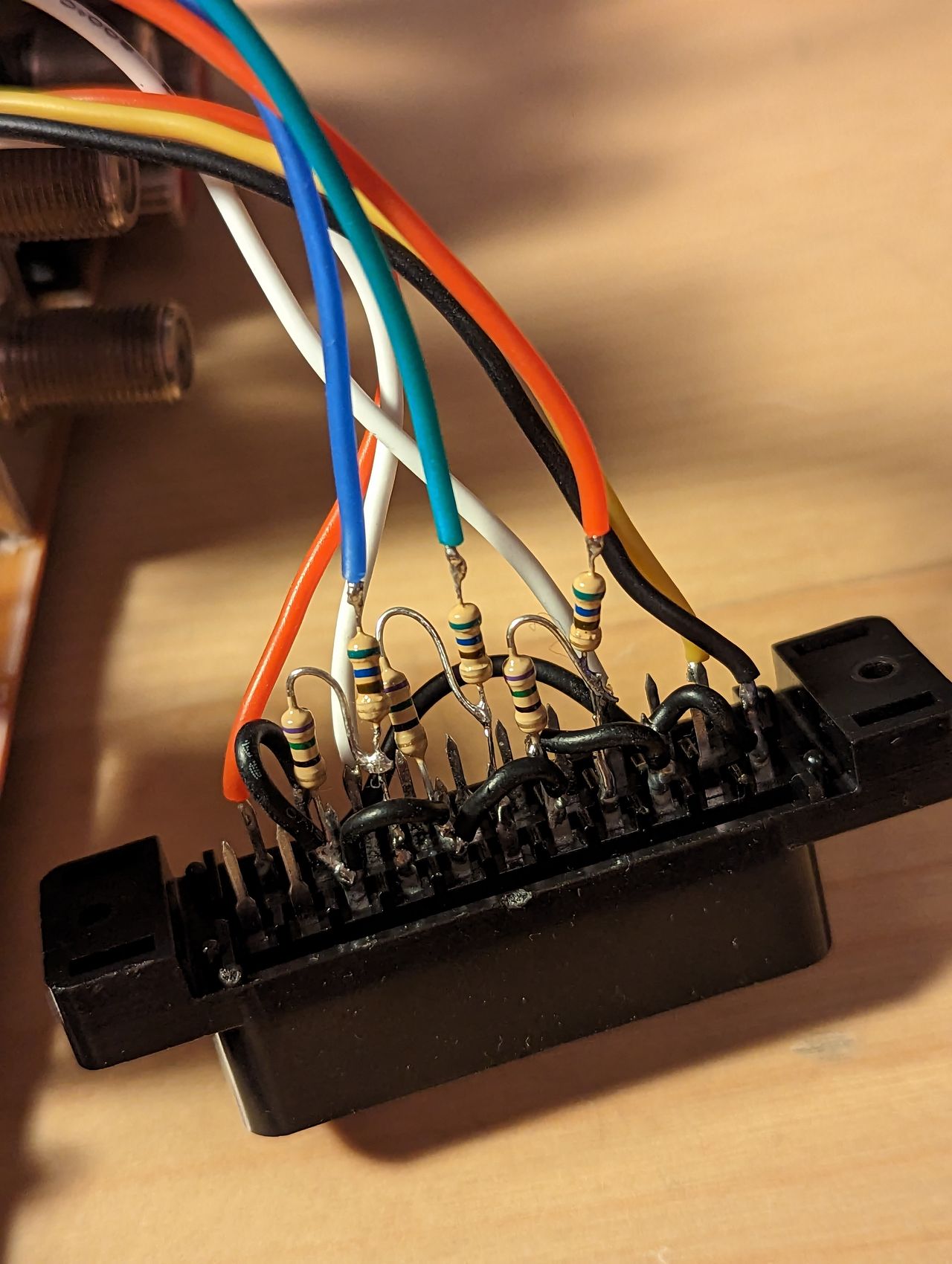 GXE-1395 - Prepare your SCART/BNC connectors. Inline resistors are 560 Ohms. Terminating resistors are 75 Ohms. Make sure...