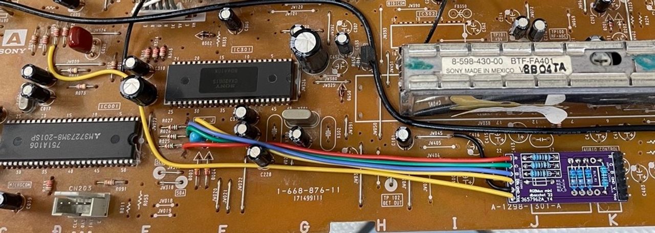 KV-20M40 - 3. Connect the R,G,B signals to one leg of the resistors R025, R026, R027 and the blanking signal to one leg of...