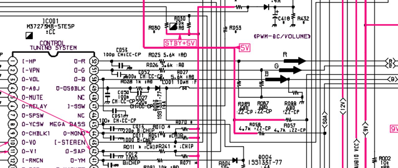 KV-20M40 - 1. Remove the grounding resistors R087, R088, R089